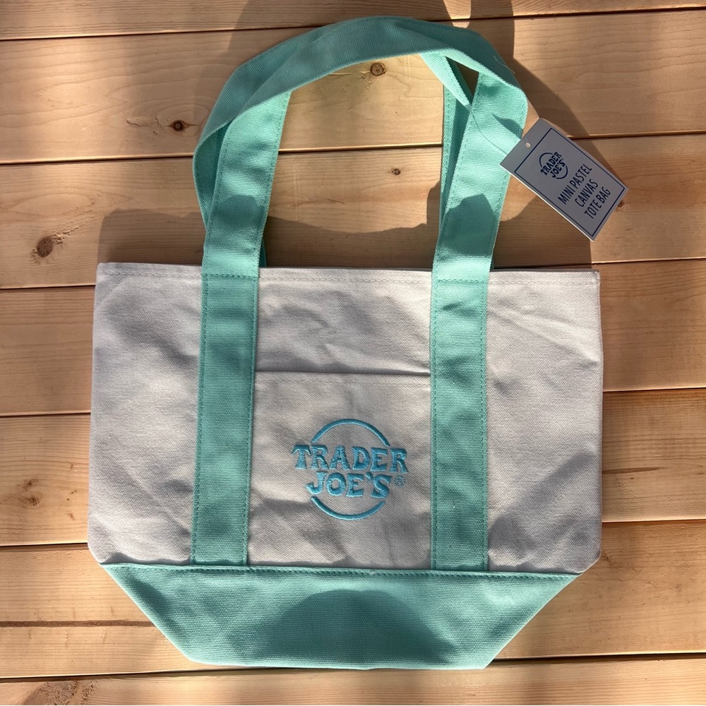Trader Joe’s Pastel Mini Tote Bag Baby Pastel Green